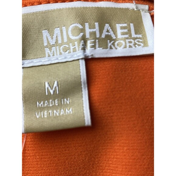 F. Michael Kors Top M Orange Blouse Short Sleeve Round Neck NWT $68 - Picture 7 of 10